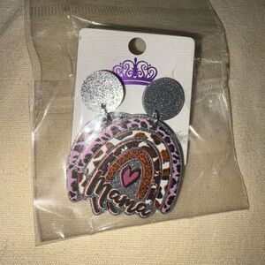 Mama Rainbow Earrings - Silver and Pink
